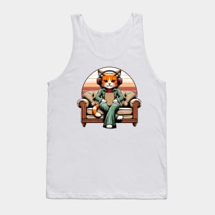 Vintage cat gamer - Nostalgic Geek Chic Apparel Tank Top